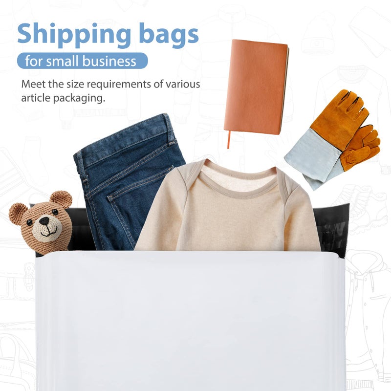 مترونيك Metronic Poly Mailers 9x12 200 حزمة أكياس شحن لاصقة قوية للملابس مغلفات شحن مقاومة للماء ومقاومة للتمزق أكياس بريدية بولي أكياس التعبئة والتغليف للشحن باللون الأبيض - Image 5